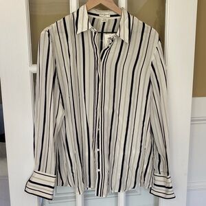 Club Monaco Navy and White Silk Shirt